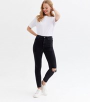New Look Black Rip High Waist Ashleigh Skinny Jeans